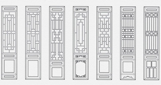 上安乡常用中式仿古花窗图案隔断设计图